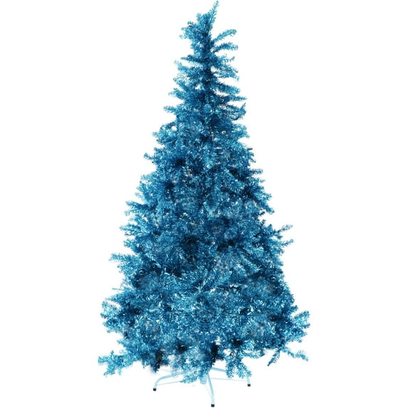 Fraser Hill Farm 5-Ft. Festive Tinsel Christmas Tree with Clear LED Lighting, Turquoise
