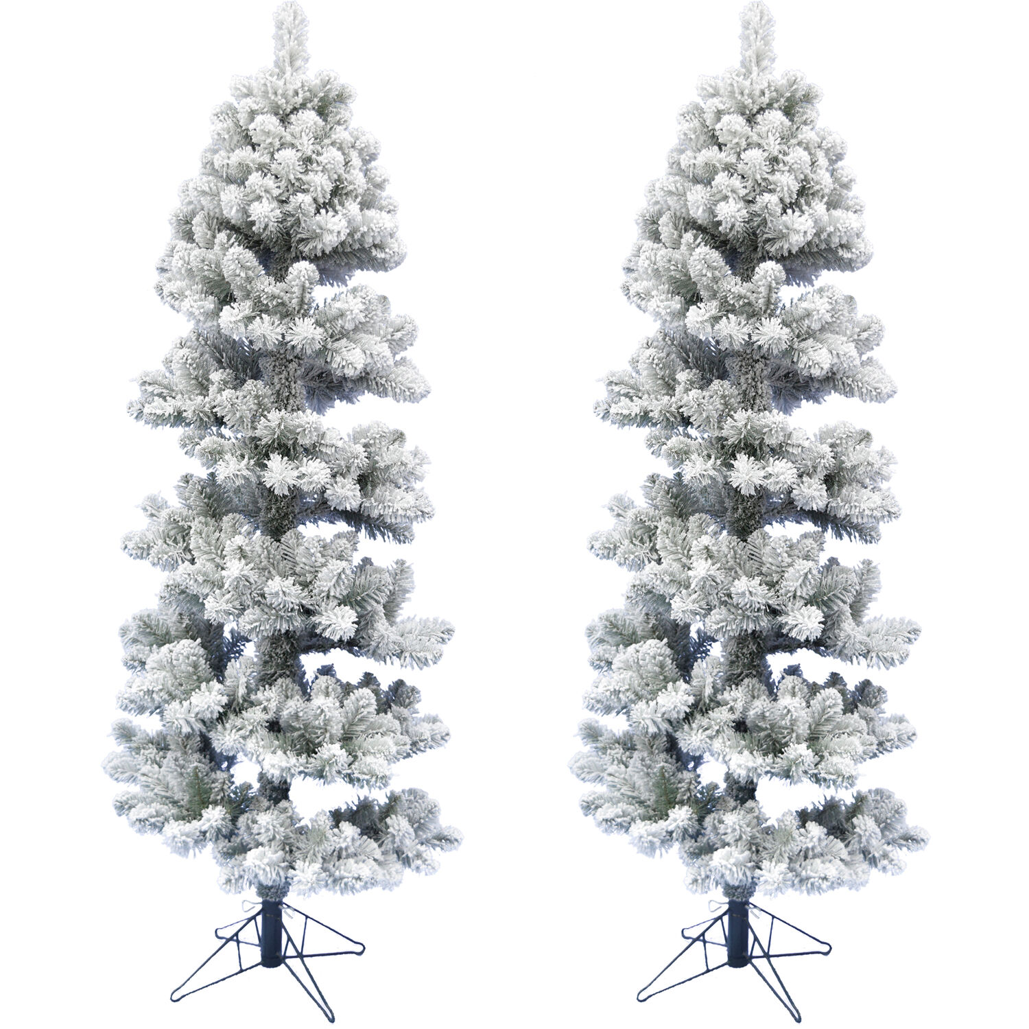 Fraser Hill Farm 5-Ft Set of 2 Snowy Spiral Porch Tree in Metal Base, No lights - image 1 of 5