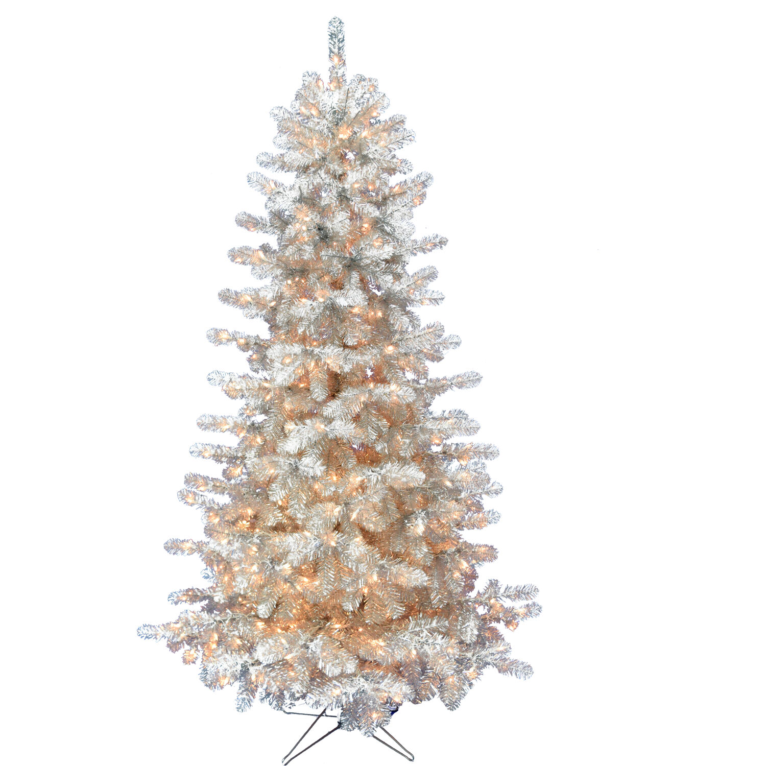 Fraser Hill Farm 5-Ft. Spooky Silver Tinsel Tree with Clear Incandescent Lighting - image 1 of 2