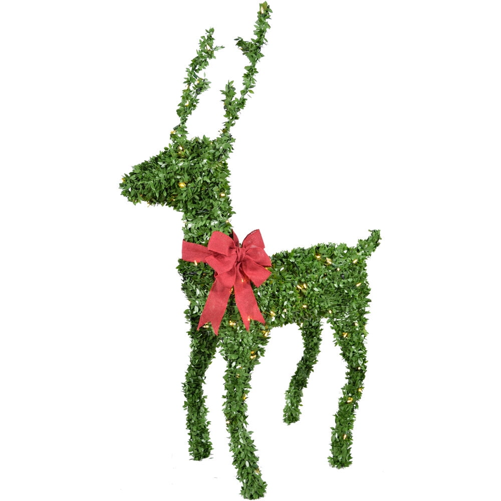 Fraser Hill Farm 5-ft Boxwood Deer Topiary Statue with Warm White LED Lights
