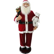Fraser Hill Farm 58-In. Dancing Santa with Teddy Bear | Indoor Animated Holiday Home Decor | Motion-Activated Christmas Animatronic | FASC058D-14RED
