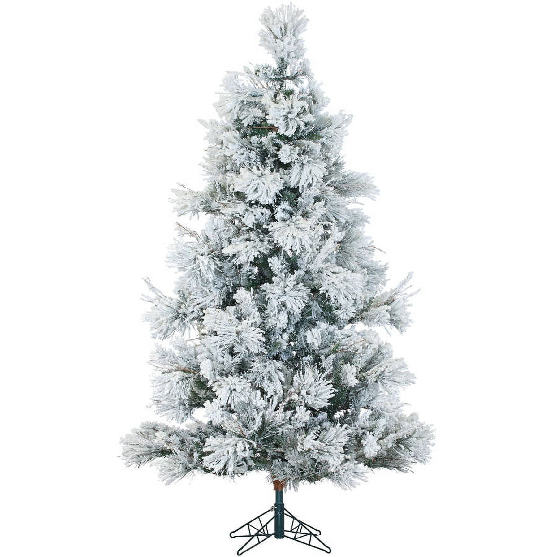 6.5-Foot Flocked Snowy Pine Artificial Christmas Tree with Metal Stand
