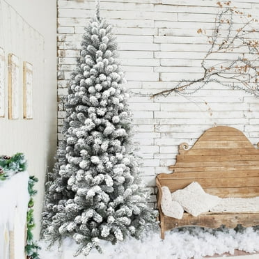 Fraser Hill Farm 6.5-Ft. Flocked Alaskan Pine Christmas Tree