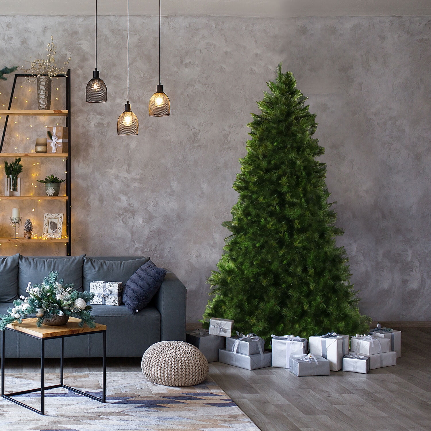 6.5-Foot Green Pine Artificial Christmas Tree with Metal Stand