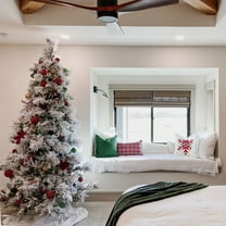 Fraser Hill Farm 6.5-Ft. Flocked Snowy Pine Christmas Tree with Warm White LED Lights, FFSN065-5SN