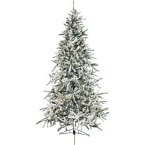 Fraser Hill Farm 6.5-Ft Flocked Mountain Pine Artificial Christmas Tree with Dual Multicolor & Warm White LED Lights, FFMP065-6SN