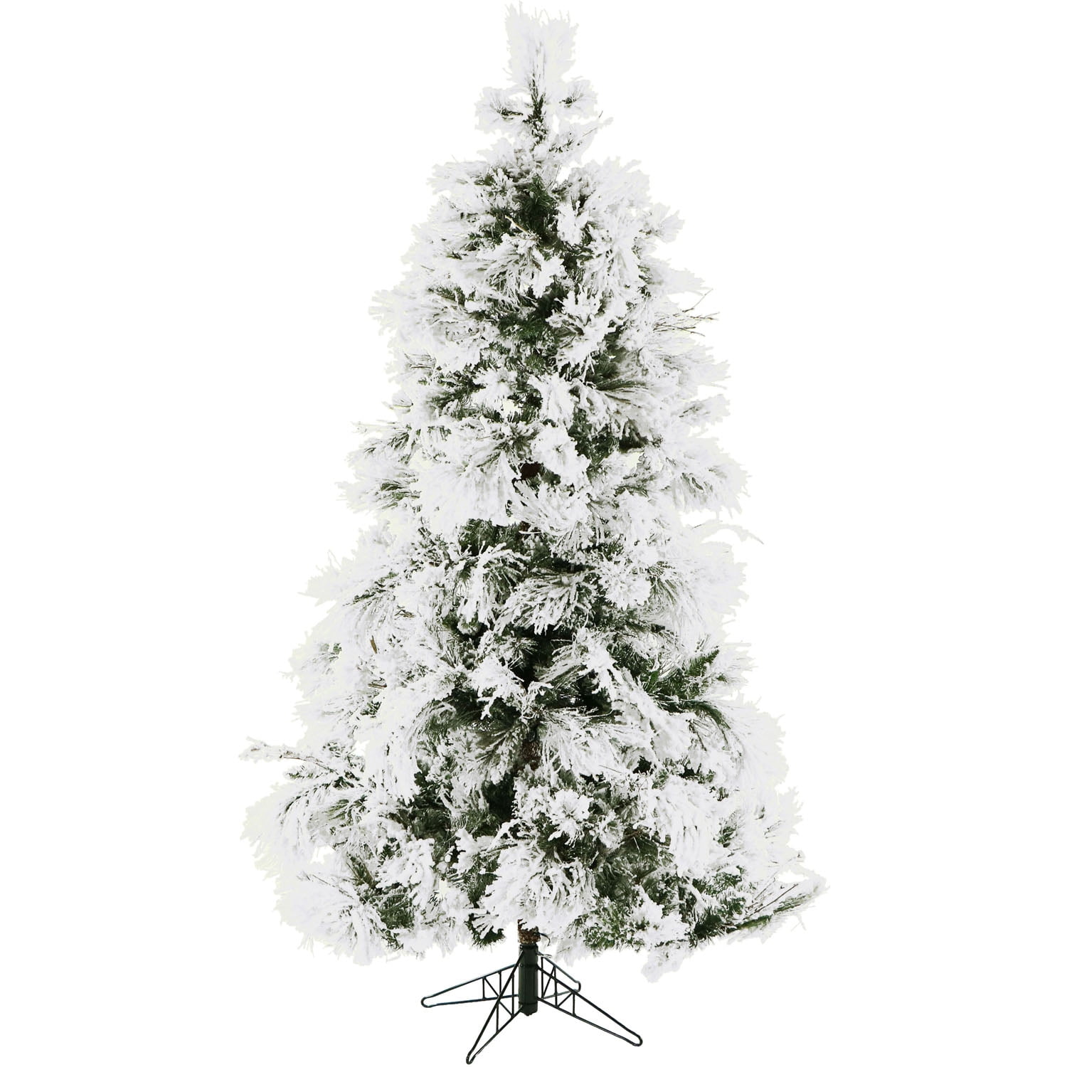 7.5 ft White Flocked Pine Artificial Christmas Tree with Metal Stand