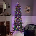 thumbnail image 1 of Fraser Hill Farm 7.5 ft. Carmel Pine Slim Artificial Christmas Tree, 750 Dual LED Lights, 1 of 12