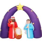 Fraser Hill Farm 7 Ft. Christmas Nativity Scene Inflatable with LED Lights | Fesitve Holiday Outdoor Blow-Up Decorations | Blower, Stakes, Ropes and Storage Bag Included | FHFNVTY074-L