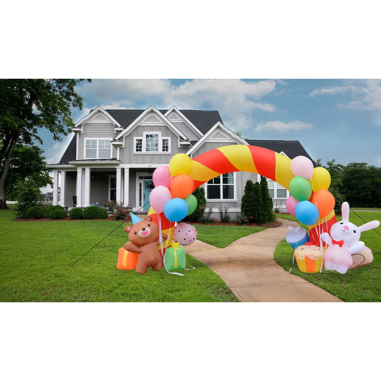 Fraser Hill Farm 8-Ft. Inflatable Walkway Arch with Balloons, Bear