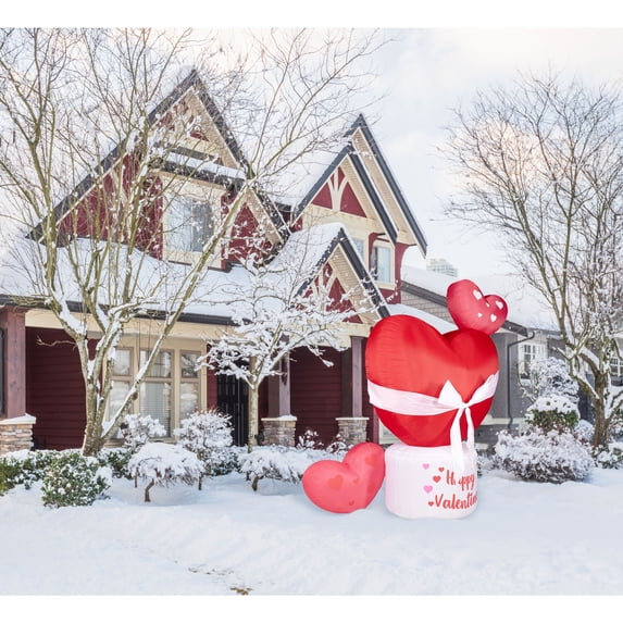 Fraser Hill Farm 8-Ft. Tall Valentine's Day Heart, Outdoor Blow-Up Inflatable with Lights and Storage Bag, FREDHEART081-L