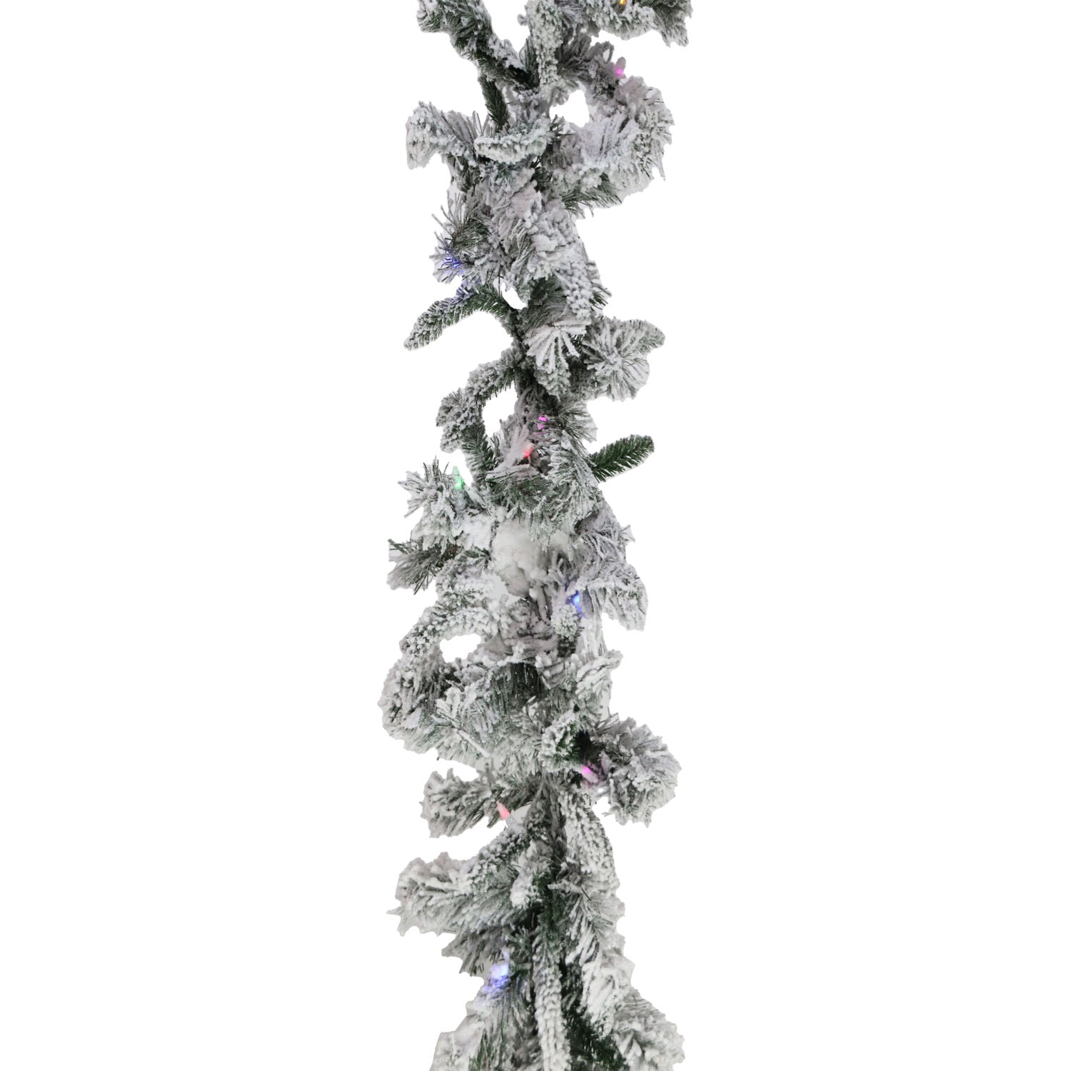 9-Ft Snow Flocked Pine Garland with LED Lights