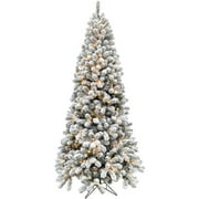 Fraser Hill Farm 9-Ft. Flocked Alaskan Pine Christmas Tree with White Incandescent Smart Lights, FFAF090-3SN