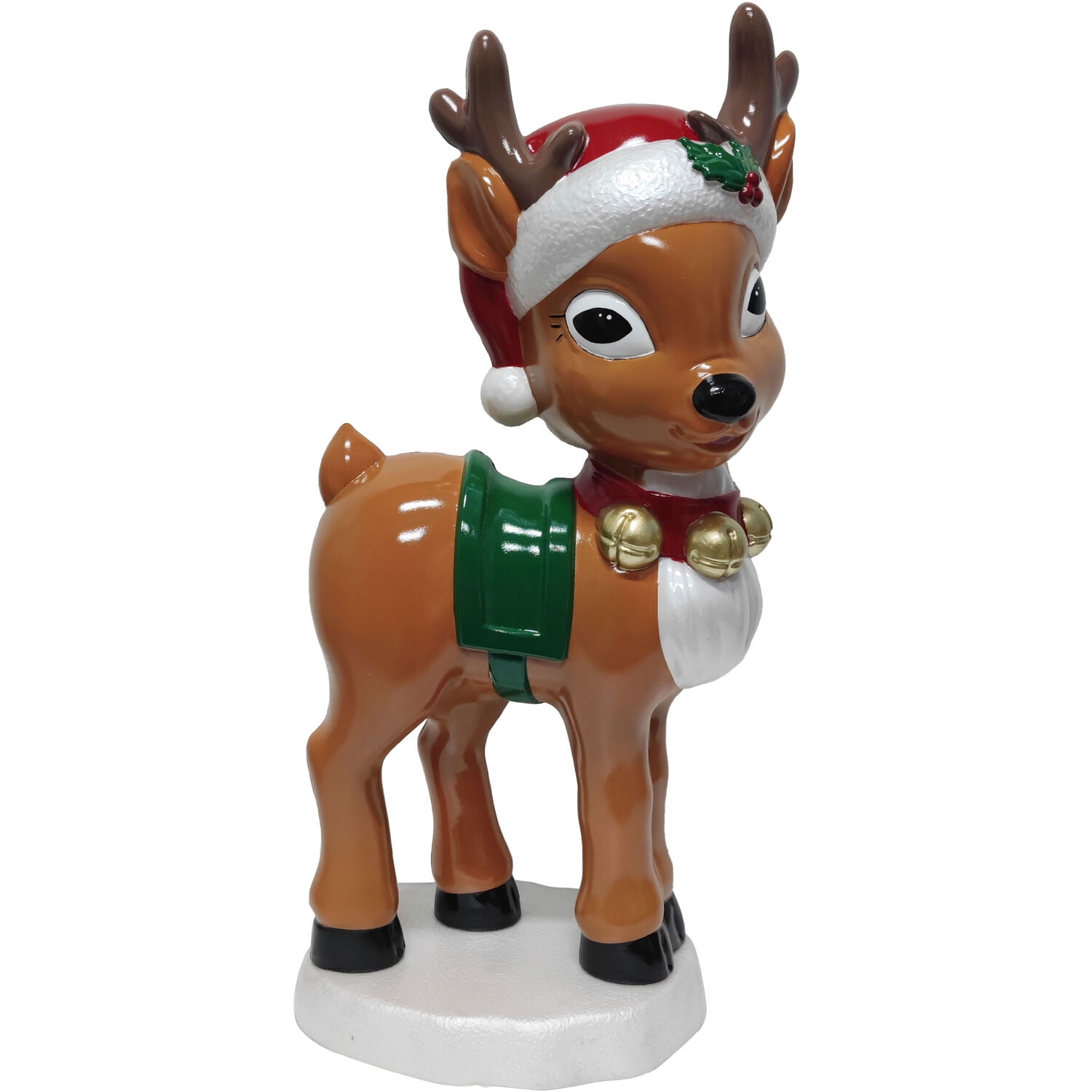 Fraser Hill Farm 28” Reindeer with Santa Hat Christmas Blow Mold, FFBM-1RND-MLT