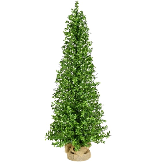 Fraser Hill Farm Boxwood Decorative Tree in Burlap Bag, 4 Feet Tall Fake Christmas Tree Perfect for Outdoor Porch Decorations Great Outdoor Holiday Decoration FFBXPT048-0GR
