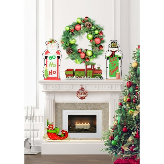 Fraser Hill Farm Bright Christmas 6-Piece Decorating Kit, Pre-Lit Indoor Holiday Decorations, FFCHDEC005-BRIGHT