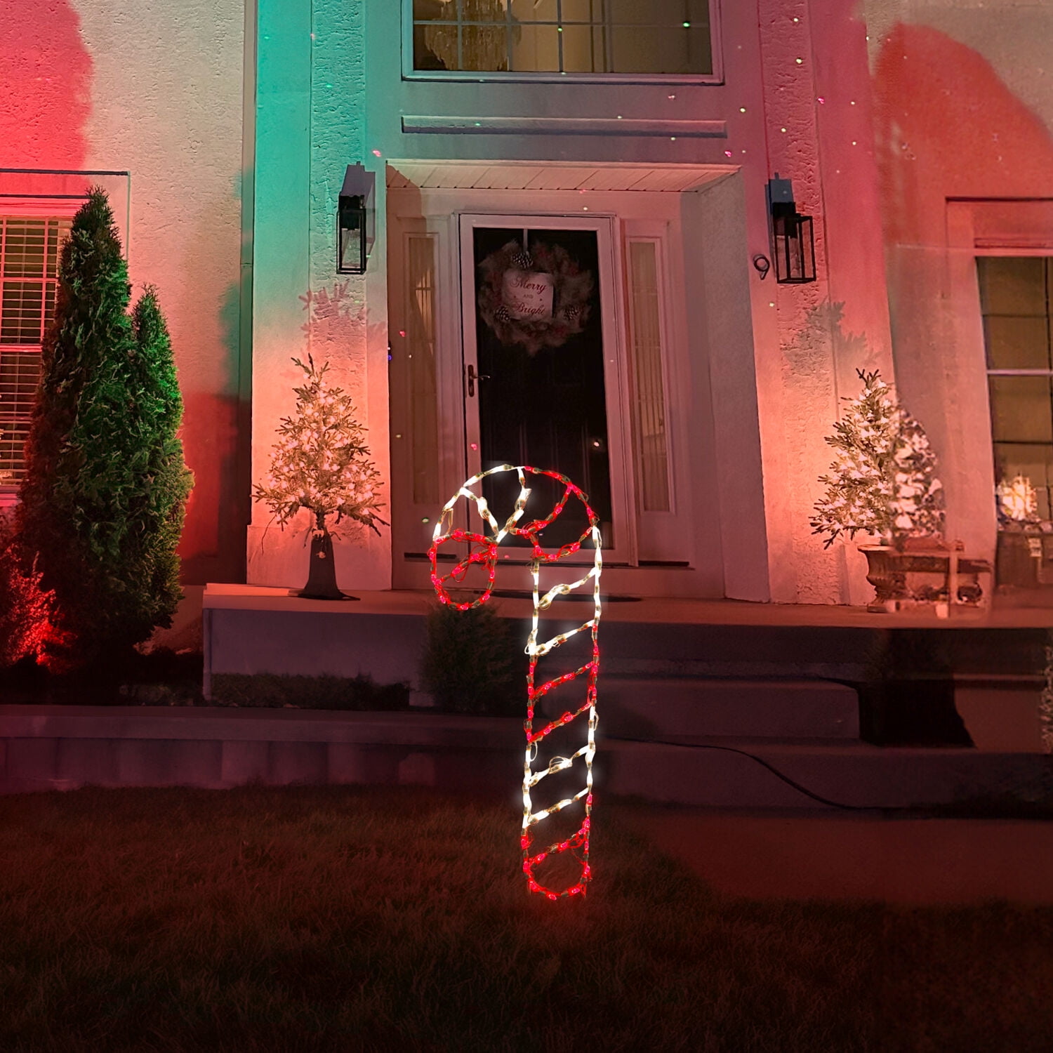 Giant Red and White LED Candy Cane Outdoor Light