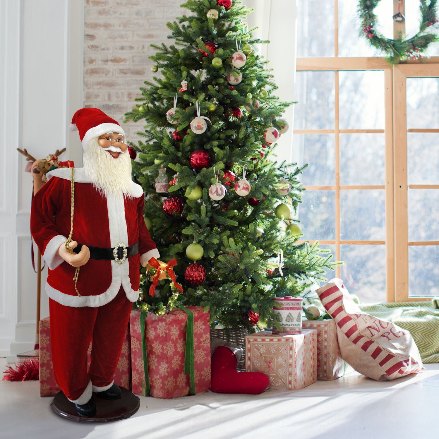 ⑫Firehouse / Dance Hall Christmas Fraser Hill Farm 58-in. Traditional Dancing Santa, Indoor