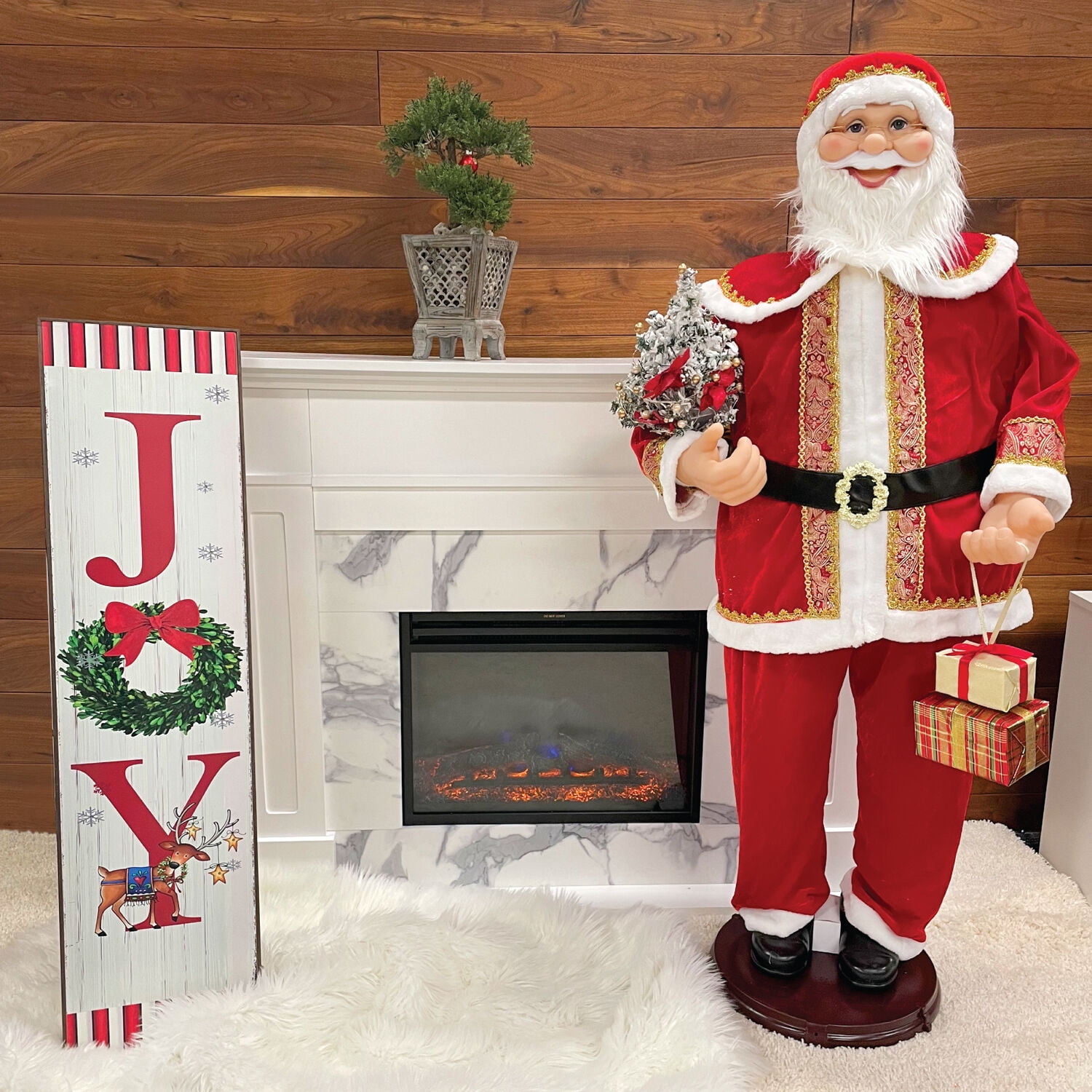 Fraser Hill Farm 4.8 ft Life-Size Dancing Santa Claus with Naughty