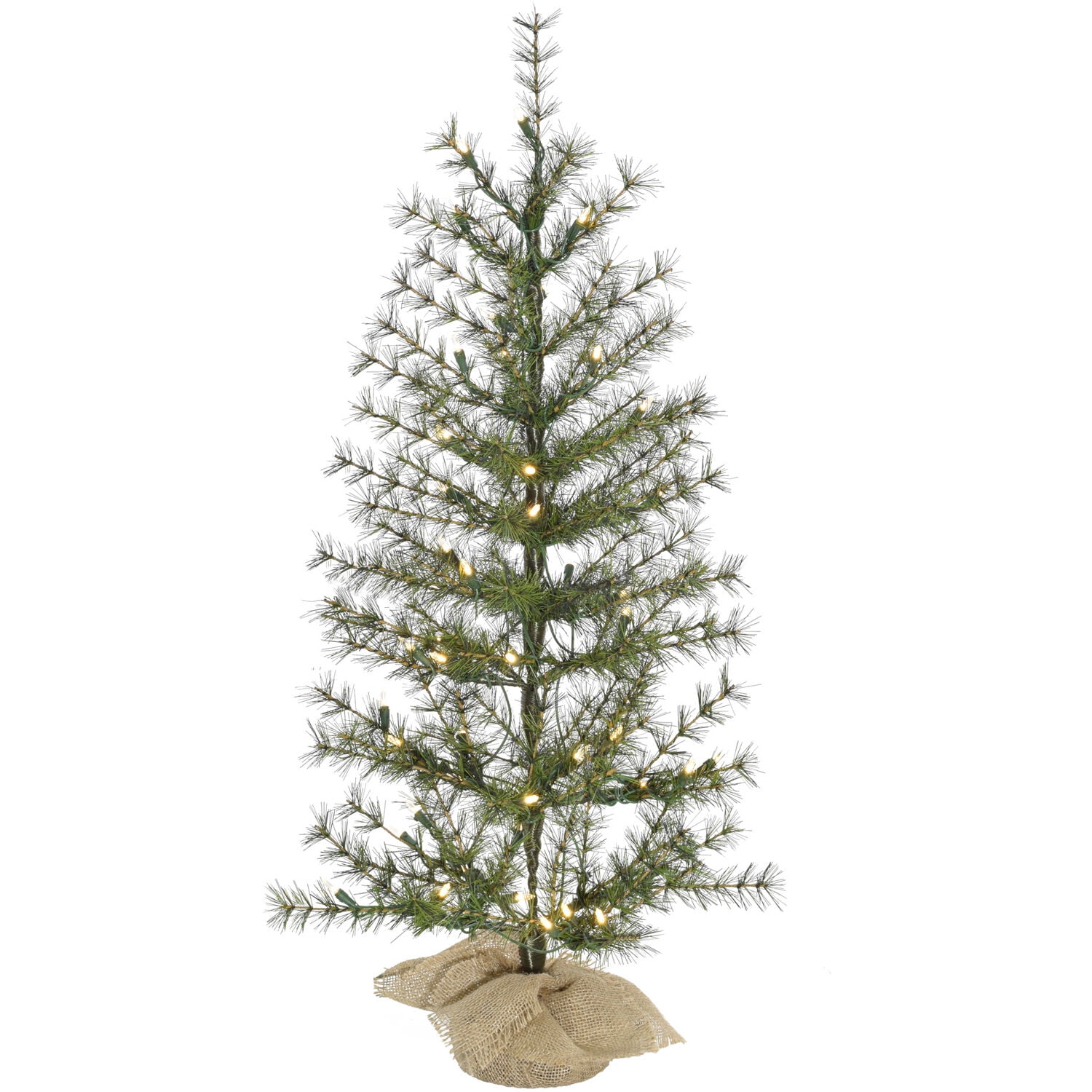 Fraser Hill Farm 3-ft. Farmhouse Fir Christmas Tree with Burlap Bag and Warm White LED Lights, FFFF036-5GR