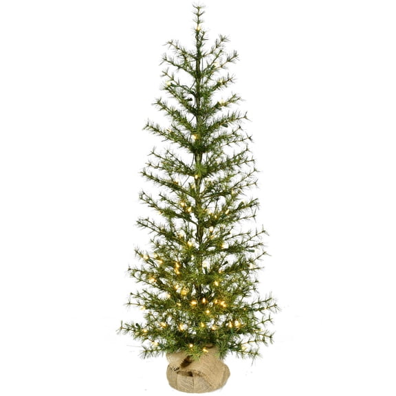 Fraser Hill Farm 4-ft. Farmhouse Fir Christmas Tree with Burlap Bag and Warm White LED Lights, FFFF048-5GR
