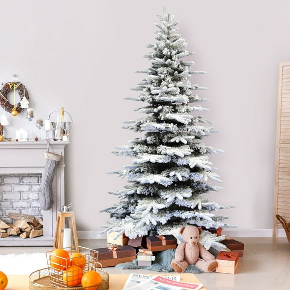 Fraser Hill Farm 9-Ft. Flocked Pine Valley Christmas Tree, FFPV090-0SN