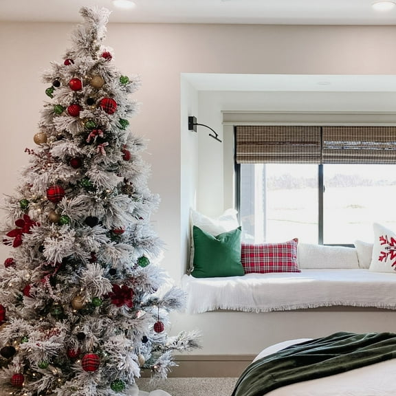 Fraser Hill Farm 12-Ft. Flocked Snowy Pine Christmas Tree, FFSN012-0SN