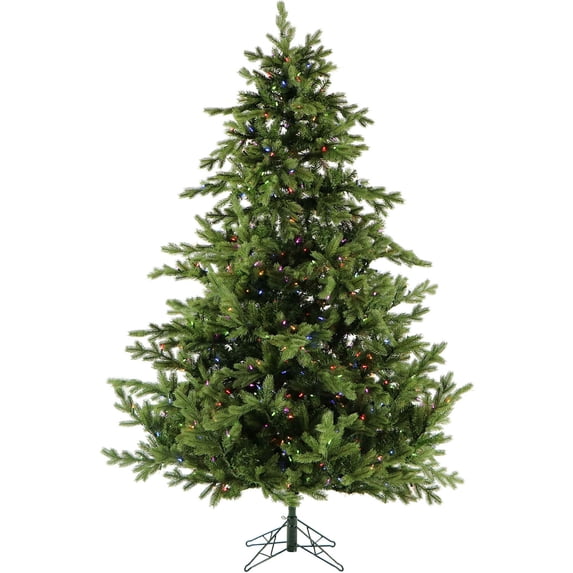 Fraser Hill Farm Foxtail Pine Christmas Tree, 6.5 feet Tall Faux Tree Includes Remote Control Multi-Color Clear LED Lights with Easy to Connect Functions FFFX065-6GR