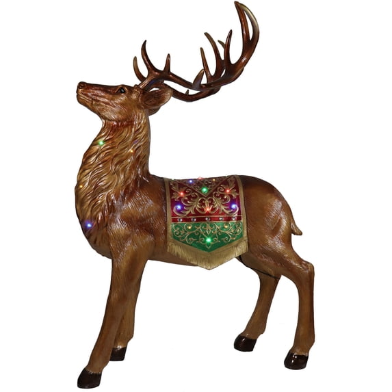 Fraser Hill Farm 5 ft Oversized Standing Deer with LED Lights & Metallic Finish Christmas Decoration, FFRS060-RD1-BRN