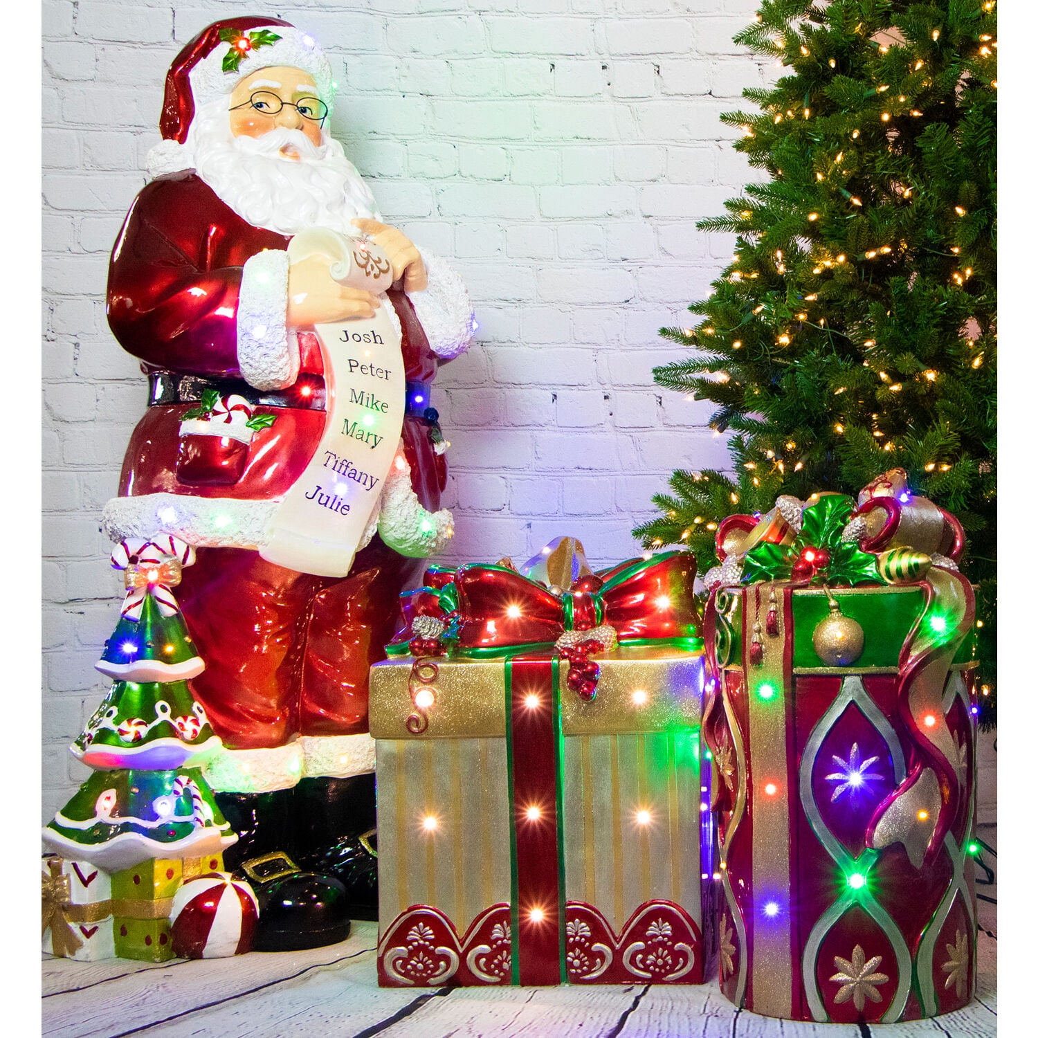 Fraser Hill Farm LED Santa Figurine 52in Christmas Resin Statue