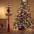 thumbnail image 1 of Fraser Hill Farm Let It Snow Series 69-In. Snow Globe Lamp Post in Red with Santa Scene, 2 Signs, Cascading Snow, and Christmas Carols, 1 of 9