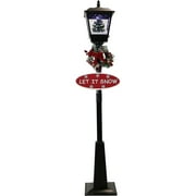 Fraser Hill Farm Let It Snow Series 71-In. Musical Street Lamp in Black with Christmas Tree Scene, 2 Signs, Cascading Snow, and Holiday Music