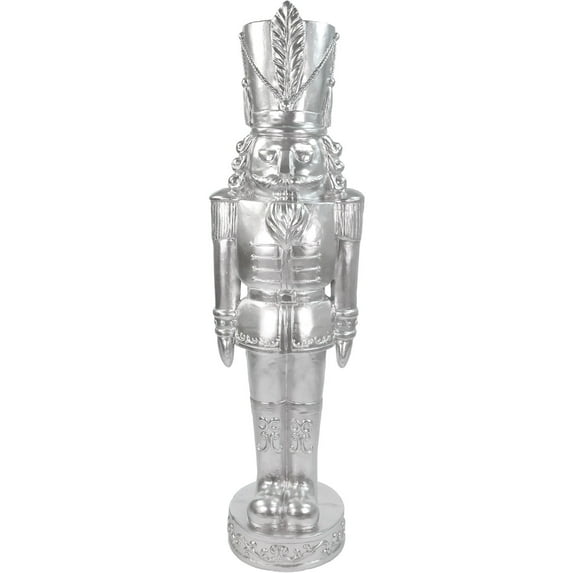 Fraser Hill Farm Nutcracker Soldier Figurine, 4 ft, Silver, FFRS048-1SOL-SIL