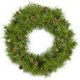 thumbnail image 1 of Fraser Hill Farm PVC Blue Prelit LED Battery Operated Wreath, 36" (Green), 1 of 4
