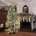 thumbnail image 1 of Fraser Hill Farm 7.5-Ft Flocked Mountain Pine Artificial Christmas Tree with White Incandescent Smart Lights, FFMP075-3SN, 1 of 19
