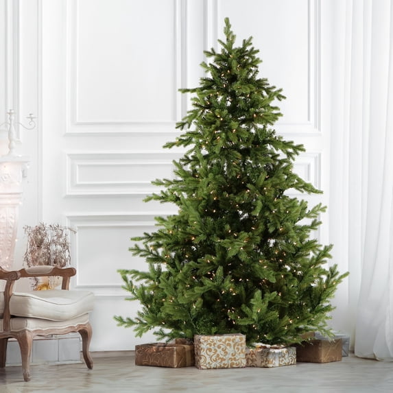 Fraser Hill Farm 7.5-Ft. Foxtail Pine Christmas Tree with White Incandescent Smart Lights, FFFX075-3GR