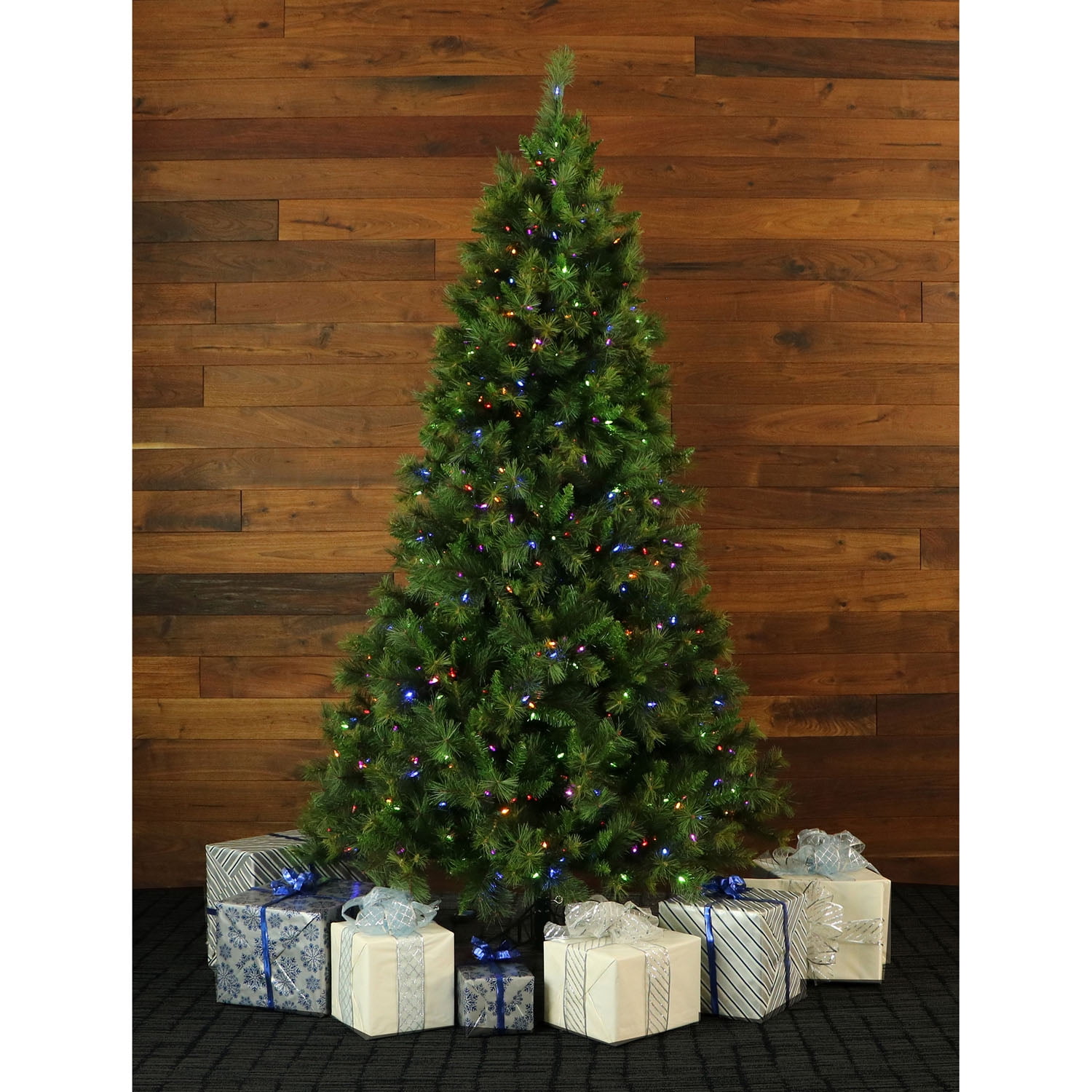 6.5-Ft Green Pine Christmas Tree with Multicolor LED Lights