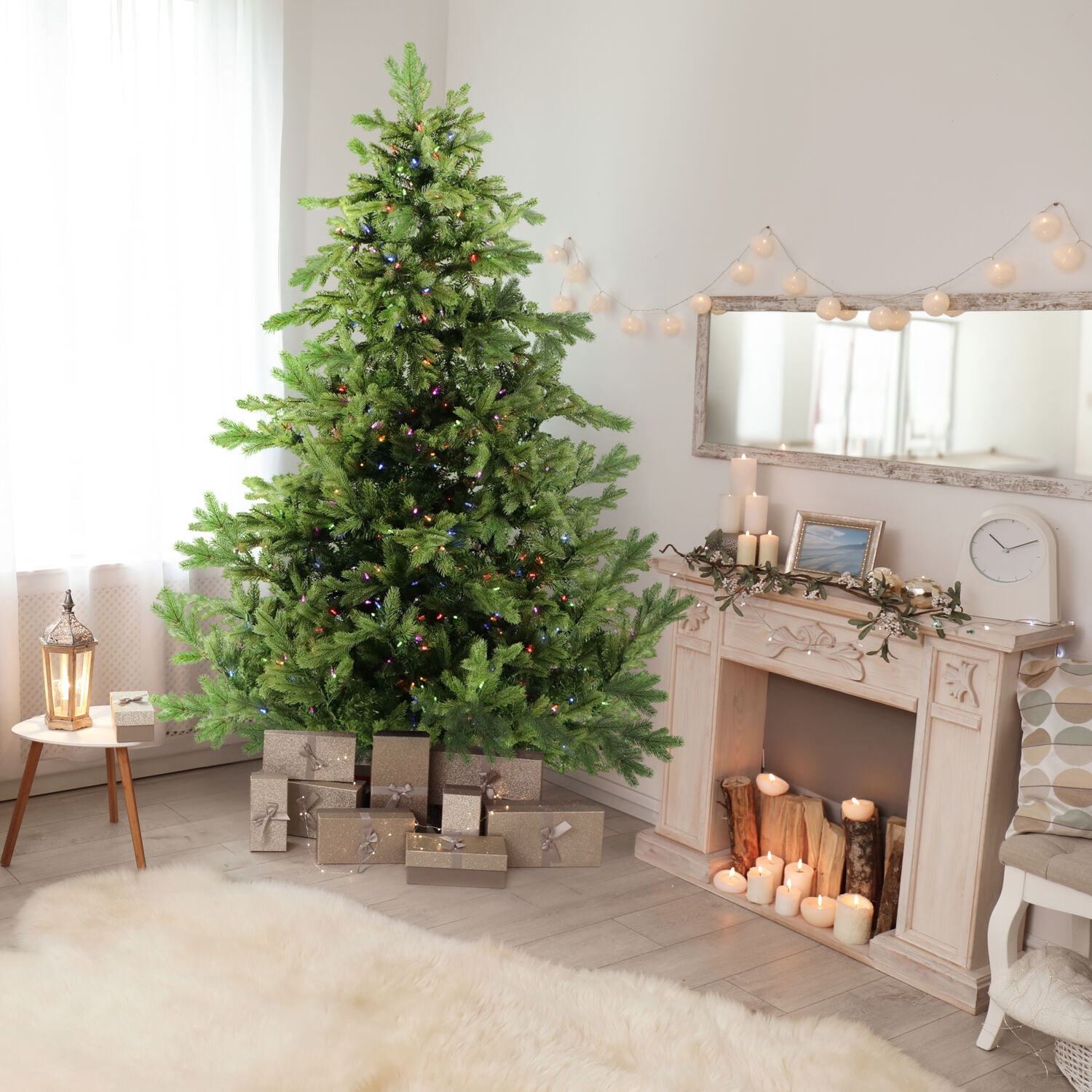 Fraser Hill Farm 9-Ft. Foxtail Pine Christmas Tree with Dual Multicolor & Warm White LED Lights