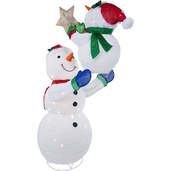 Fraser Hill Farm Prelit LED Tinsel Collapsable Snowman Decoration, 6-Ft.