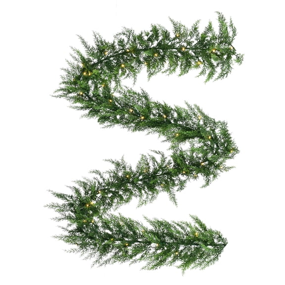 Fraser Hill Farm Real Feel Cedar Christmas Garland Warm White Micro Dot LED Lights 9-Ft.