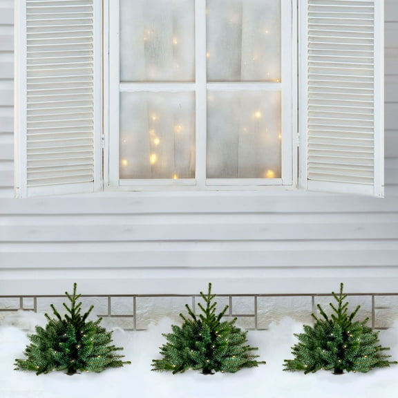 Fraser Hill Farm Set of 3 Pre lit 18-in. Artificial Sidewalk Trees with Warm White LED Lights, FFPTI018-5GR