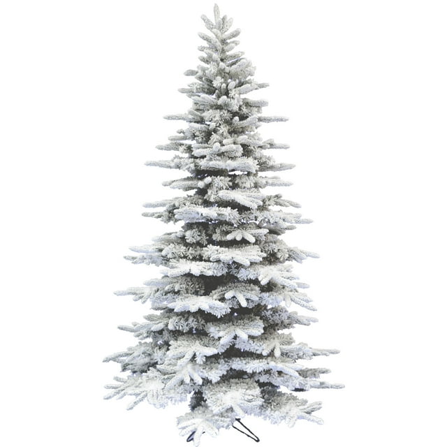 Fraser Hill Farm Unlit Mountain Pine Snow Flocked Artificial Christmas Tree, No Lights, 10