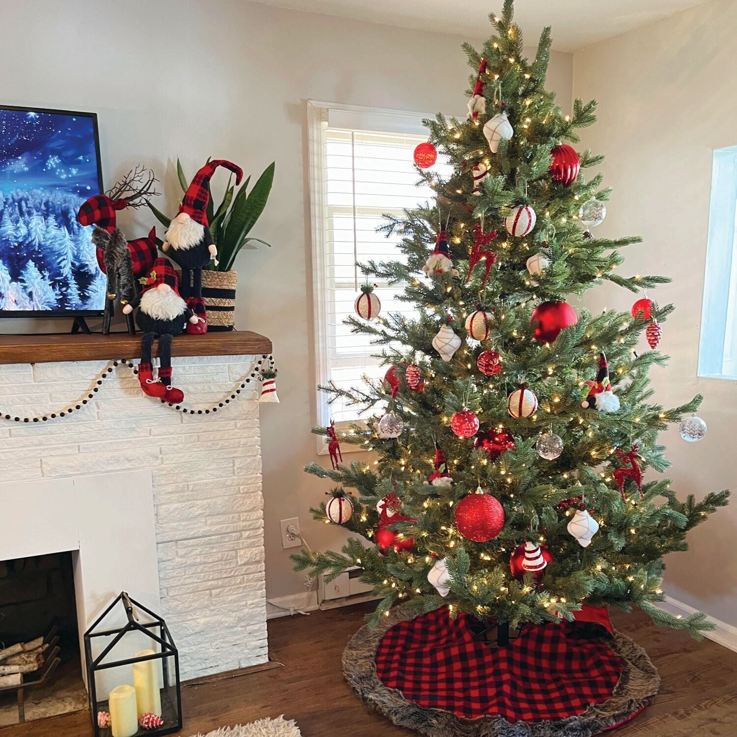9-Foot Pine Artificial Christmas Tree with Warm White LED Lights