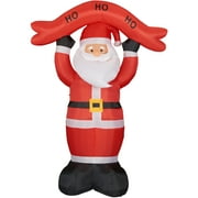 Fraser Hill Farm Yard Inflatable Tall Santa Holding HO HO HO Sign Blow Up with Lights and Storage Bag 120"
