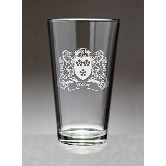 Fraser Irish Coat of Arms Lions Pint Glasses (Sand Etched)