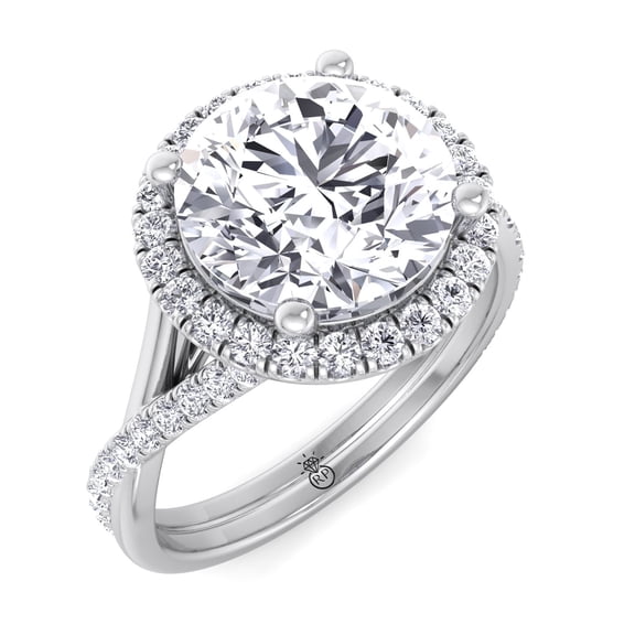 Fraser - Moissanite Round Cut Halo Lab Diamond Engagement Ring with Twist Band