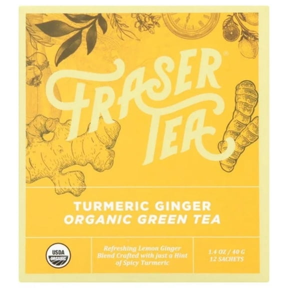 Fraser Tea Green Tea With Turmeric And Ginger 1.4 Oz - Pack Of 6