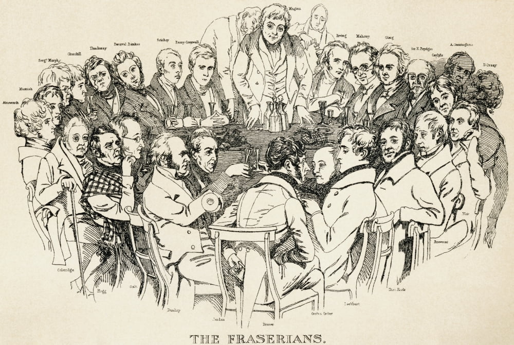 The Fraserian Circle A 19Th Century Group Of Literary Characters Frontispiece From The Maclise Portrait Gallery Published 1898 Canvas Art - Ken Welsh Design Pics (18 x 12)