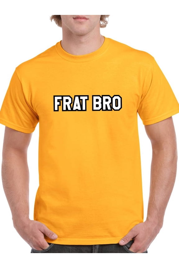 Frat Bro Fraternity Grapic Men Gold T-Shirt, Male Large