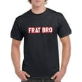 thumbnail image 1 of Frat Bro Red & White Text Graphic Men Black T-Shirt, Male Large, 1 of 4